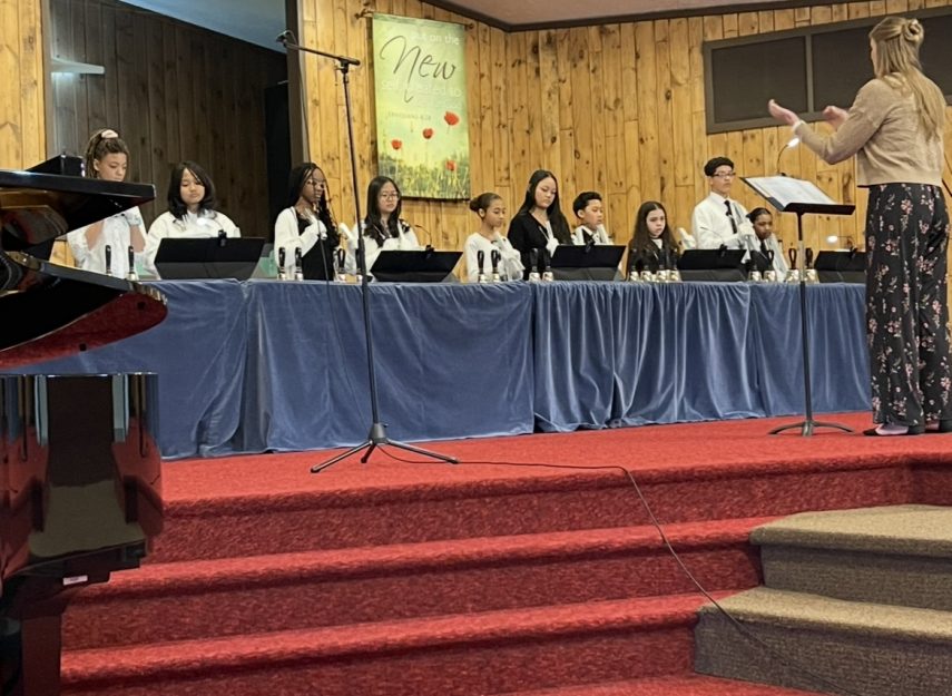 Students in grades 5 & 6 perform a sacred piece on chimes at the NY Conference Elementary Music Festival.